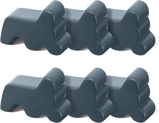 Kigeli 6 Pcs Resin Garden Pot Feet for Outdoor Planters 3 Inch Long 1.5 Inch Tall Flower Handmade Elevator Plant Feet Frost Proof Lifter for 14-20 in Pot(Blue Gray)
