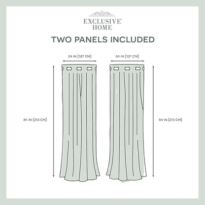 Exclusive Home Canopy Stripe Indoor/Outdoor Grommet Top Curtain Panel, 54"x84", Navy / Sand, Set of 2