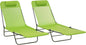 Outsunny 2 Piece Folding Chaise Lounge Chairs, Pool Sun Tanning Chairs with Reclining Back, Breathable Mesh Seat, Headrest for Beach, Yard, Patio, Green