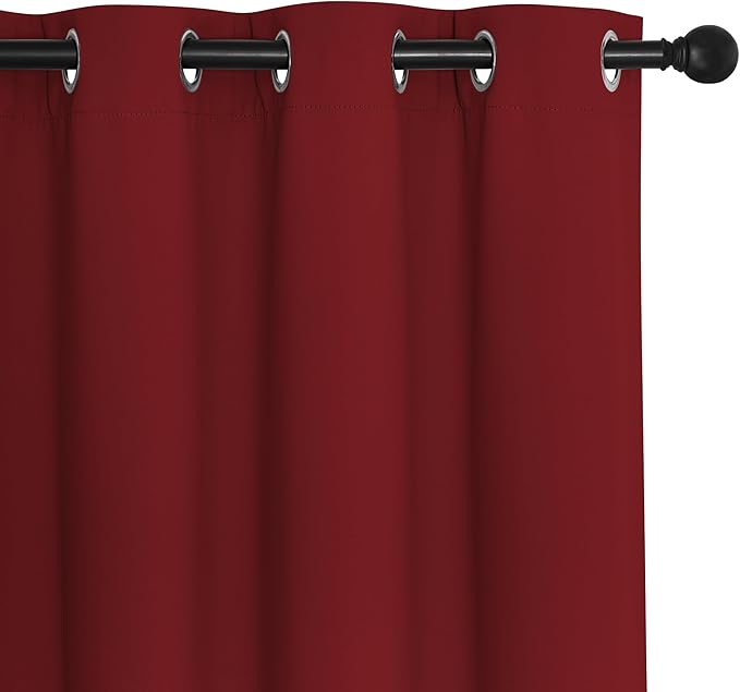 NICETOWN Blackout Curtain 72 inches Long, Grommet Privacy Window Treatment Thermal Insulated Room Darkening Sliding Glass Door Drape for Bedroom, 1 Panel, W100 x L72, Burgundy Red