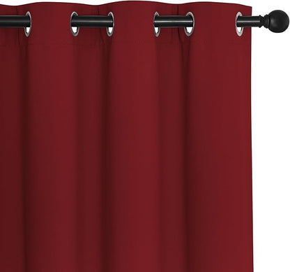 NICETOWN Blackout Curtains 120 inch Length for Sliding Glass Door, Grommet Thermal Insulated Room Darkening Sound Reducing Drapes for Room Divider, 1 Panel, W52 x L120, Burgundy Red