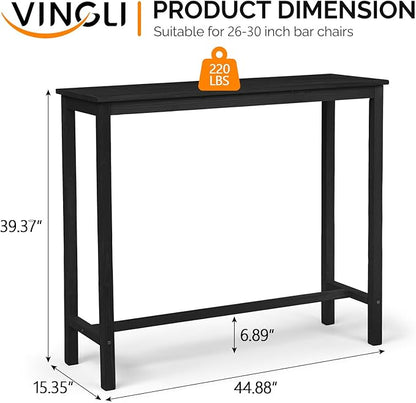 VINGLI Wooden Outdoor Bar Table, Wood Patio Counter Height Table, Weather-Resistant Patio Pub Table for Garden, Balcony, Poolside, Backyard