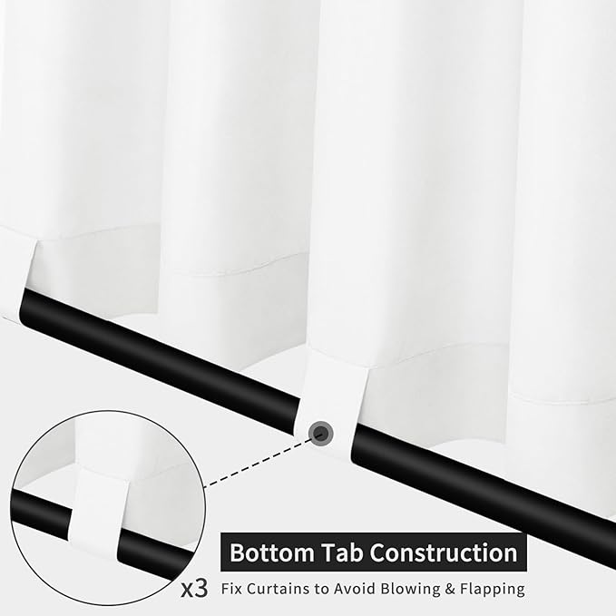 Easy-Going Linen Look Outdoor Curtains Waterproof Windproof Porch Curtains, Soft Thicken Outdoor Privacy Curtains for Patio, Gazebo, Grommet Top and Tab Bottom Drape, 1 Panel, 54x96 inch, White