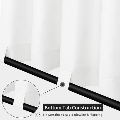 Easy-Going Linen Look Outdoor Curtains Waterproof Windproof Porch Curtains, Soft Thicken Outdoor Privacy Curtains for Patio, Gazebo, Grommet Top and Tab Bottom Drape, 1 Panel, 54x96 inch, White