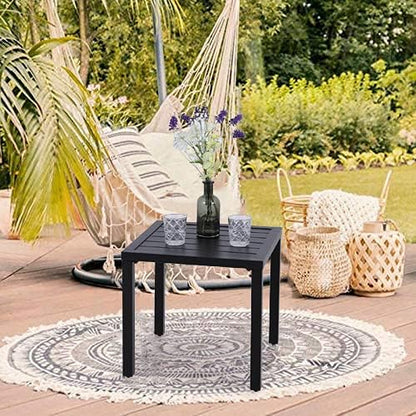 PHI VILLA Indoor Outdoor Small Metal Square Side/End Table, Patio Coffee Bistro Table, Black | Indoor, Outdoor, Patio, Coffee