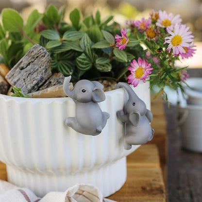 2-Piece Set Elephant Pot Huggers for Planters, Climbing Elephants Flower Pot Hugger, Hanging Plant Decorations for Pots, Cute Plant Pot Decorations for Home Garden Patio Fence Lawn Yard (Elephant)