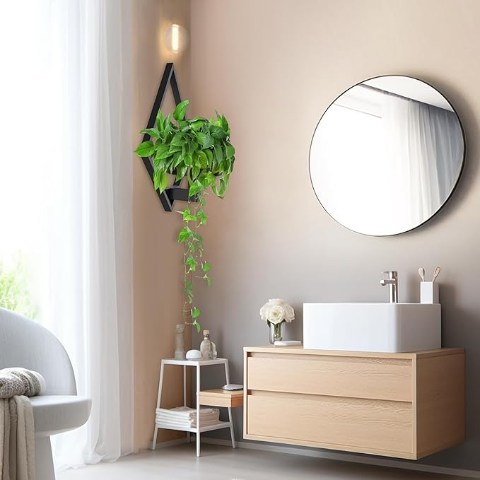Wall Plant Holder, 3 Pack Metal Floating Shelves Indoor, Window Sill Plant Shelf for Bedroom Bathroom Living Room Home Office