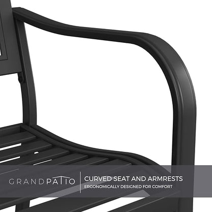 Grand patio 50" Outdoor Bench, Garden Benches with Anti-Rust Metal Powder Coated Frame, Patio Bench for Front Porch Park Outside Furniture Decor, Black