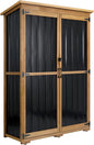 Outdoor Storage Cabinet Waterproof with Shelves, Outdoor Storage Shed Garage Cabinet Weatherproof, Wood & Metal Outside Patio Backyard Garden Pool Storage Tool Organizer