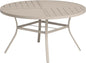 VICLLAX Round Patio Table with Adjustable Umbrella Hole for 6, All Weather Metal Outdoor Dining Table for Lawn Garden, 50" Outdoor Coffee Table, Cream Color Frame