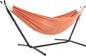 Vivere Double Sunbrella Hammock with Space-Saving Steel Stand, Heavy-Duty Portable Outdoor Hammock Set for Backyard, Patio, or Travel, Coral