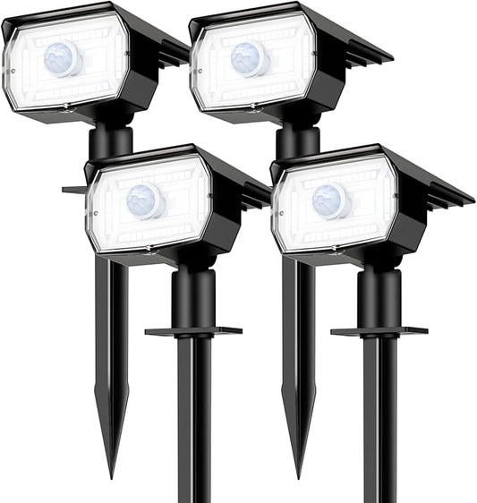 nipify Solar Lights Outdoor Waterproof, Motion Sensor Spot Lights- 4 Pack/56 LED/3 Modes Solar Powered Spotlights 2-in-1 Auto On/Off Landscape Lighting for Outside Yard Wall Garden, Cool White