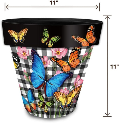 Briarwood Lane Checkered Butterflies Medium Planter