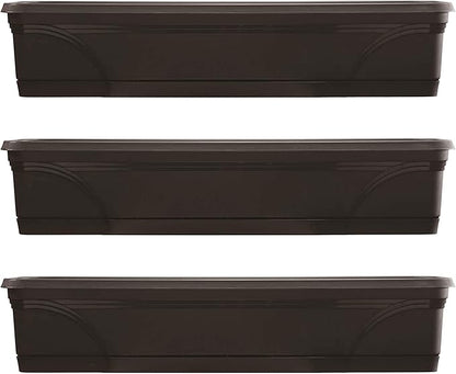 Southern Patio SPAT-MB3612BK 36-Inch Medallion Hanging Windowsill Garden Box Planter, Black (3 Pack)