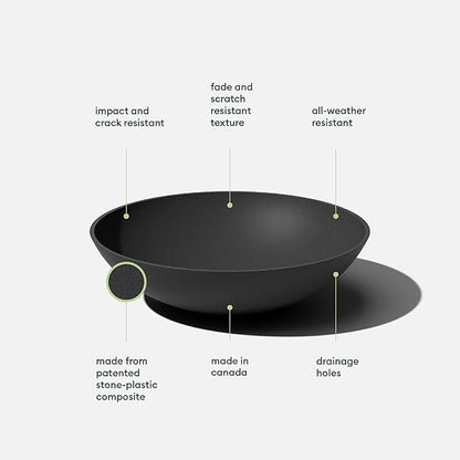 Veradek 24" Lane Round Bowl Planter for Indoor or Outdoor Use - 2-Pack Black