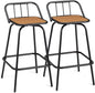 VINGLI 2 PCS Outdoor Swivel Bar Stools, 30 Inch Metal Barstools with Backrest & Footrest, 360° Rotating All-Weather Stools for Garden, Balcony, Kitchen Island (Teak)