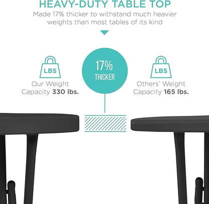 Best Choice Products 32in Bar Height Folding Table, Round Indoor Outdoor Accessory for Patio, Backyard, Dining Room, Events w/Thick Table Top, Metal Frame, Locking Legs, 330lb Weight Capacity - Black