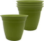 The HC Companies 6 Inch Eclipse Round Planter Pots with Drainage Holes & Attached Saucer, Lightweight UV-Resistant Plastic Indoor Outdoor Planters, 4-Pack Flower Pots for Garden & Home Decor, Peridot