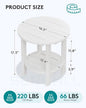 Side Table, 2-Tier Round HDPE Outdoor Patio Table, White