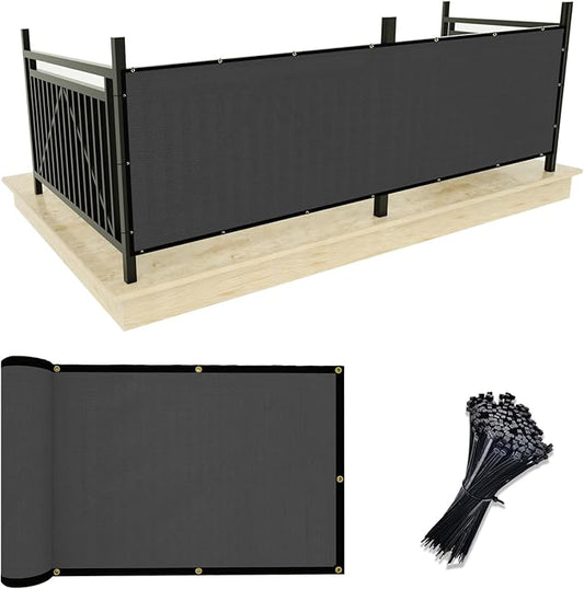 UPGRADE Privacy Screen 3' x 10' Fence Commercial Shade Cover with Brass Grommets Heavy Duty Perfect for Outdoor Back Yard, Grey, Customizable