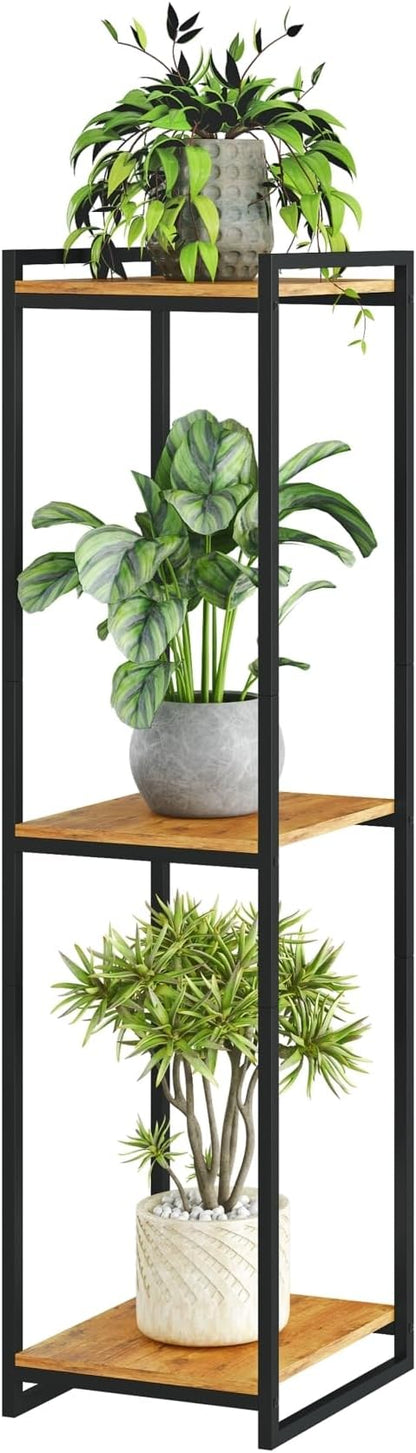 3-Tier Plant Stand Indoor, 45" Tall Modern Plant Shelf Corner Flower Pot Holder Organizer for Living Room Balcony Garden, Rustic Brown