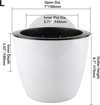 Homend 7 Pack Self Watering Hanging Planters, L Size, Suitable for Indoor or Outdoor Use, Durable and Great for Gifting