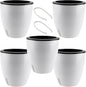 5 Pack 7 Inch Self Watering Plant Pots, White Plastic Self Watering Flower Pots with Visual Water Level Window, Self Watering Planter for Indoor Plants, Herb, African Violet, Succulent