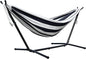 Vivere Double Sunbrella Hammock with Space-Saving Steel Stand, Heavy-Duty Portable Outdoor Hammock Set for Backyard, Patio, or Travel, Harbor