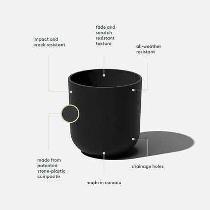 Veradek Round Black Plastic Planter Pots for Indoor/Outdoor Garden Use, with Drainage Holes, Suitable for Small to Large Succulent Plants, Flowers, Modern Interior Plants