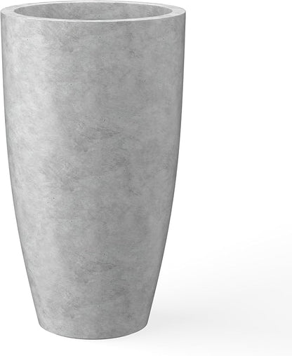 Kante 23.6" H Natural Concrete Finish Concrete Tall Planters Large Outdoor Indoor Decorative Plant Pots with Drainage Hole and Rubber Plug, Modern Tapered Style for Home and Garden