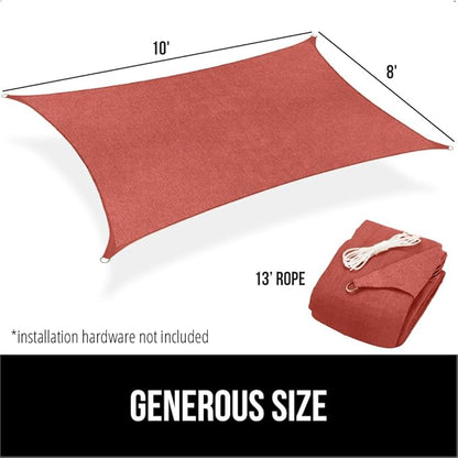 GORILLA GRIP Heavy Duty Sun Shade, UV Protection Fade Tear and Rust Resistant Rectangle Sunshade Canopy, Curved Edges Blocks Sunlight, Breathable Sail, Outdoor Patio, Lawn Garden, 8x10 FT Terra
