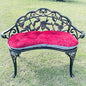 Mandolin Outdoor Park Garden Chair,All Chair Anti Rust Cast Aluminum Patio Yard Bench,Carved Rose Loveseat Bench for Backyard .Porch.Balcony.Lawn (Copper with Cushion)