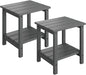 GarveeLife Outdoor Side Table 2-Tier, 18 in HDPE All Weather Resistant Patio Side Tables for Outside, End Table for Patio Pool Deck Indoor Backyard, Grey-2Pcs
