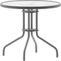Flash Furniture Bellamy 31.5'' Round Indoor/Outdoor Tempered Glass Metal Frame Side Table, Silver