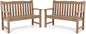 Stoog Outdoor Benches Set of 2, 2-Person Poly Lumber Garden Bench with Real Wood Look, Never Fade & Rust-Proof, All-Weather for Patio, Porch, Deck, and Backyard, Teak