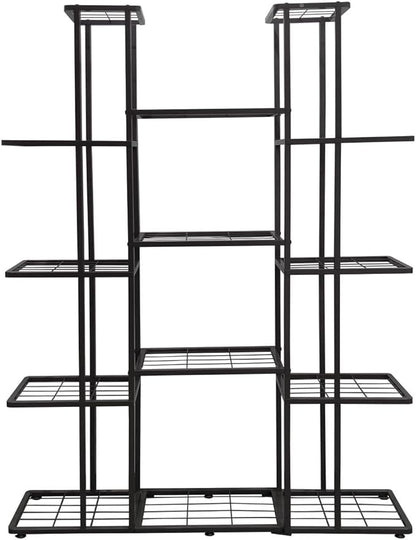 MTB Garden 5 Tier 14 Potted Metal Large Plant Stand for Indoor Outdoor Flower Pot Display Planter Shelf, Charcoal Grey