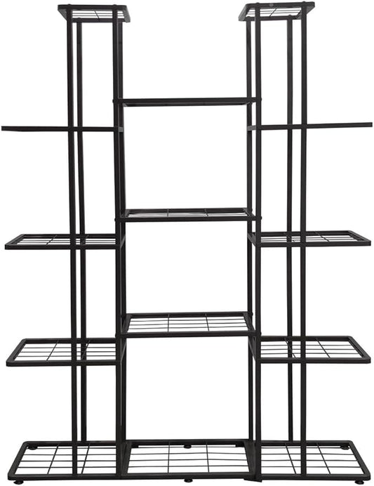 MTB Garden 5 Tier 14 Potted Metal Large Plant Stand for Indoor Outdoor Flower Pot Display Planter Shelf, Charcoal Grey