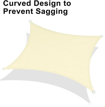LOVE STORY Custom Size 7'x12' Butter Cream Sun Shade Sail Rectangle UV Block Canopy Patio Sail Sunshades Fabric for Outdoor Garden Carport (We Make Custom Size)