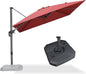 PURPLE LEAF 9 Feet Square Cantilever Umbrella Patio Umbrella with Base Outdoor Umbrella Aluminum Offset with 360-degree Rotation for Garden Deck Pool Patio Terra