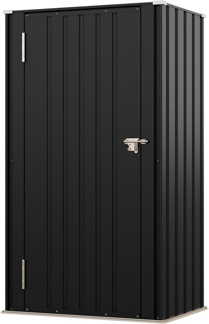 Devoko 22 Cuft Lockable Metal Storage Shed, Vertical Indoor Outdoor Tool Cabinet with Non-Adjustable Shelves for Patio Garden Backyard, Black