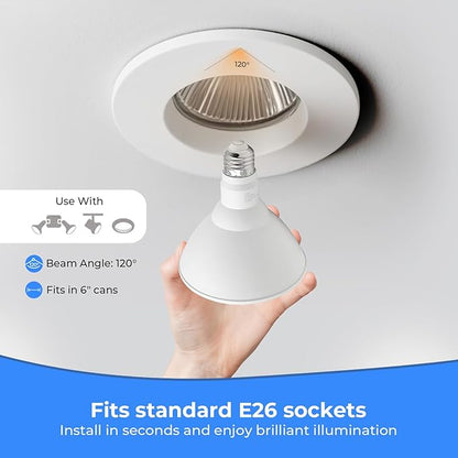 LED Flood Light Bulbs, PAR38 Outdoor Flood Light Bulb 5000K,13W 100W Equivalent, Daylight White LED Floodlight Dimmable, Waterproof for Porch Yard Garage, E26 Base, 15,000 Hrs, 6 Pack
