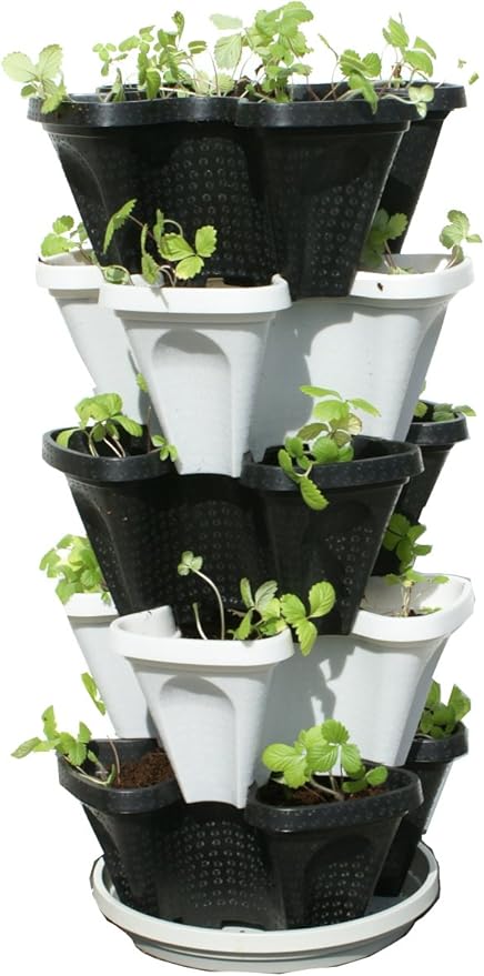 Mr. Stacky Multiple Color (Black + White) 5 Layer 13inch Vertical Planter