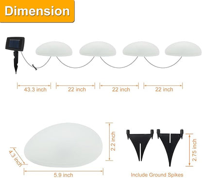 SUNNYPARK Solar Garden Lights Outdoor Set of 4 Plastic Pebble Shape Decorative Rock Lights Waterproof - Warm White