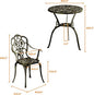 Bistro Set, 3-Piece Cast Aluminum Table and Chairs, Golden Bronze