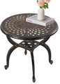 Cast Aluminum Outdoor Side Table,Small Patio Table,Outdoor Coffee Tables for Patio,Garden,Balcony, for All Weather (Copper, Round)