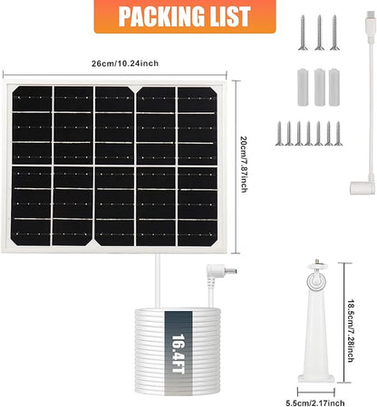 Solar Panel for Security Camera 2 in 1 Port 10W Ring Camera Solar Charger Compatible with Ring Spotlight & Stick Up Outdoor Cam Battery, IP65 Waterproof &16.4ft Long Cable with USB-C/DC Ports