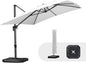 PURPLE LEAF 9'×11.5' Cantilever Patio Umbrella with Base Rectangle Offset Outdoor Umbrella Cover with Zipper for Garden Deck Pool White