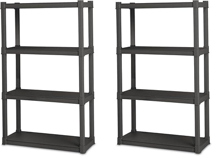 Sterilite 2-Pack 4 Shelf Unit, Heavy-Duty Shelving Storage and Utility Rack - Standing Plastic Organizer Shelves for Kitchen, Bathroom, and Garage