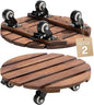 Idzo 2-Pack 14 Inch Acacia Wood Plant Caddy with Wheels – Heavy-Duty Plant Dolly with 264 Lbs Capacity, 360° Lockable Wheels for Large Plant Pots, Heavy Objects, Ideal for Indoor and Outdoor Use