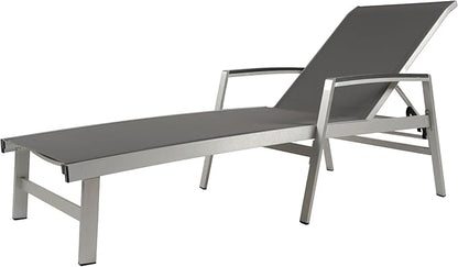 Christopher Knight Home Patio Aluminum Chaise Lounge, Adjustable Mesh Chaise Lounge, 5 Position Backrest Recliner, Lounge Chair with Armrest, Ourdoor Deep Seating Lounge for Poolside Backyard, Grey